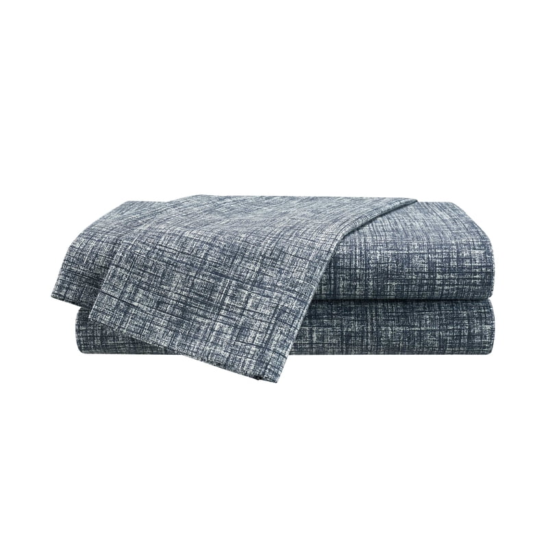 King Microfiber Sheet Set - Brushed Soft Easy Care Blue Crosshatch