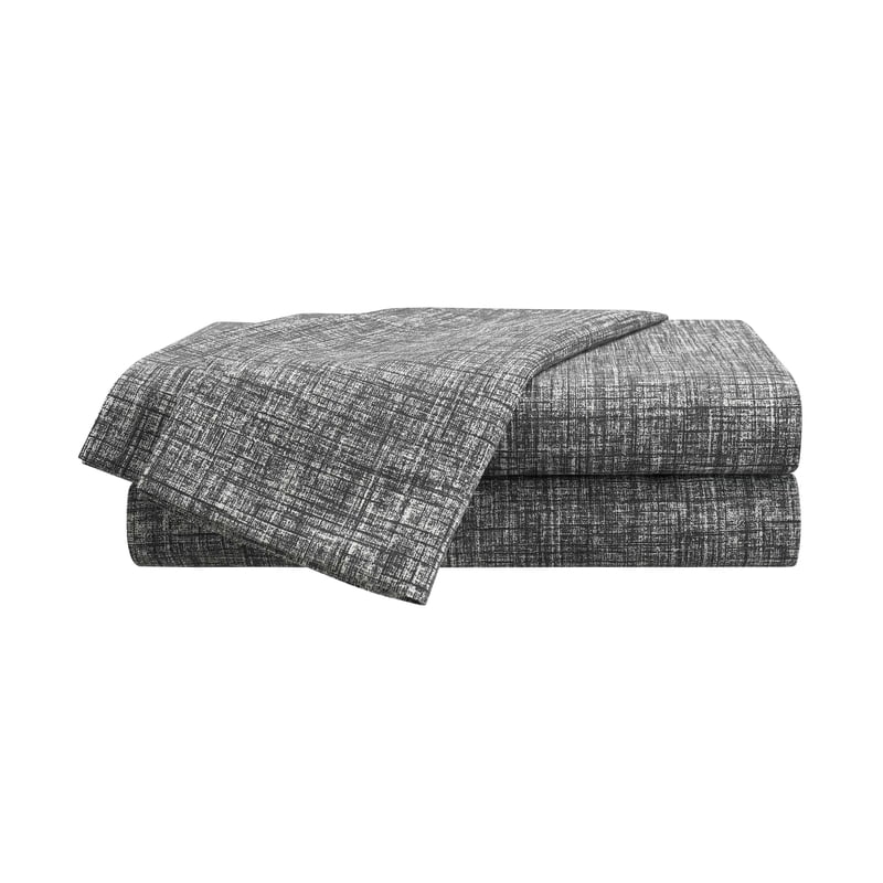 Twin XL Microfiber Sheet Set - Brushed Soft, Wrinkle-Resistant, Gray Crosshatch