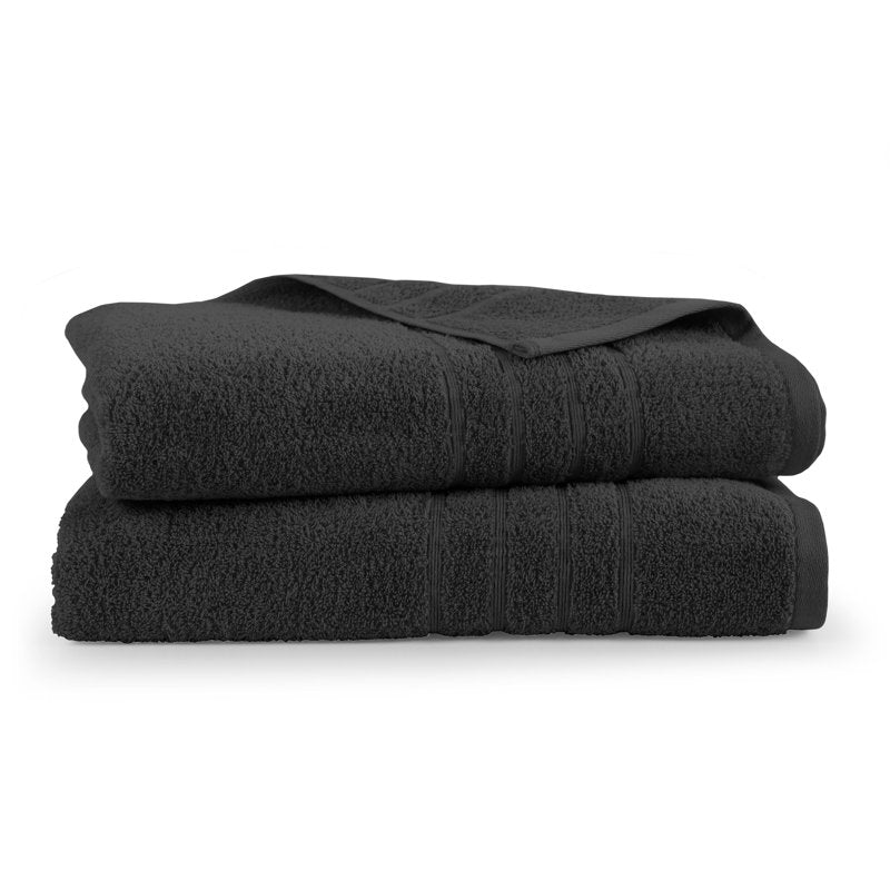 Oversized Black Bath Sheet Set - 2-Pack 33 x 65 Inch Cotton Towels, Soft & Absorbent
