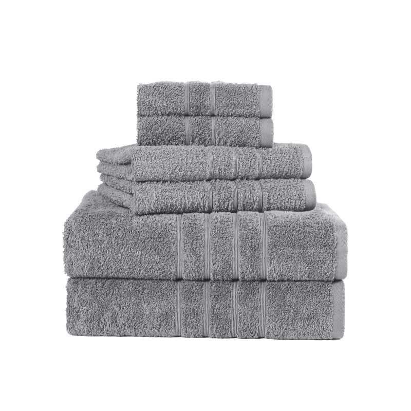Martex 6-Piece Cotton Towel Set - Soft & Absorbent Bath Towels - Monument Grey