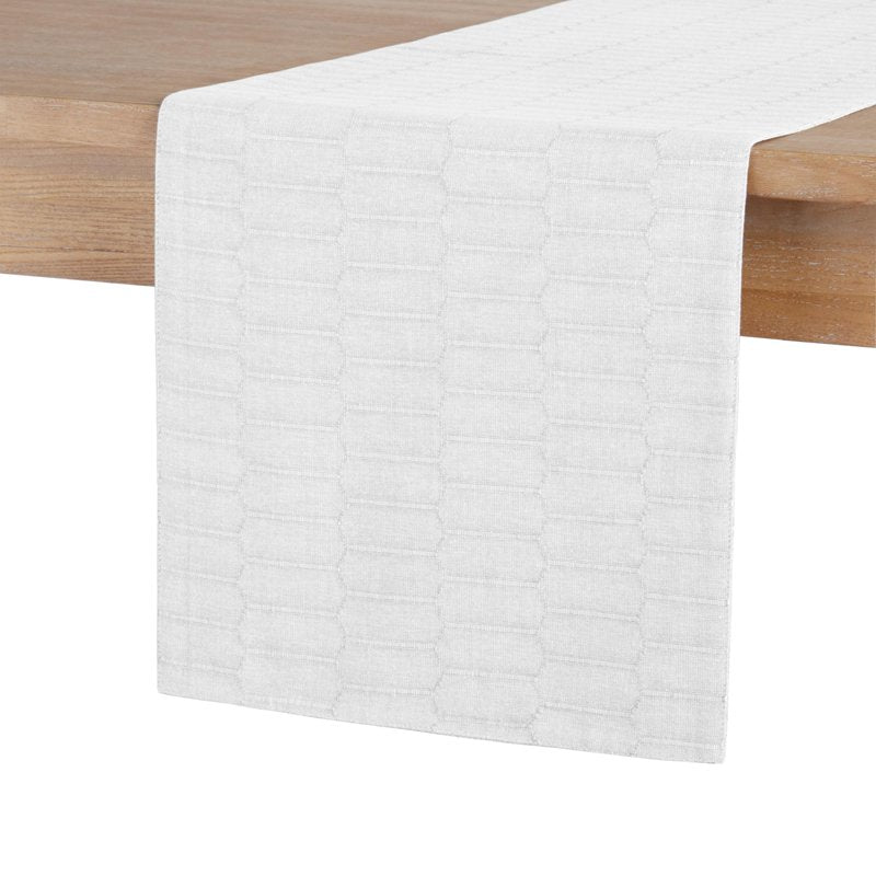 Honeycomb Reversible Table Runner - White, 15" W x 72" L