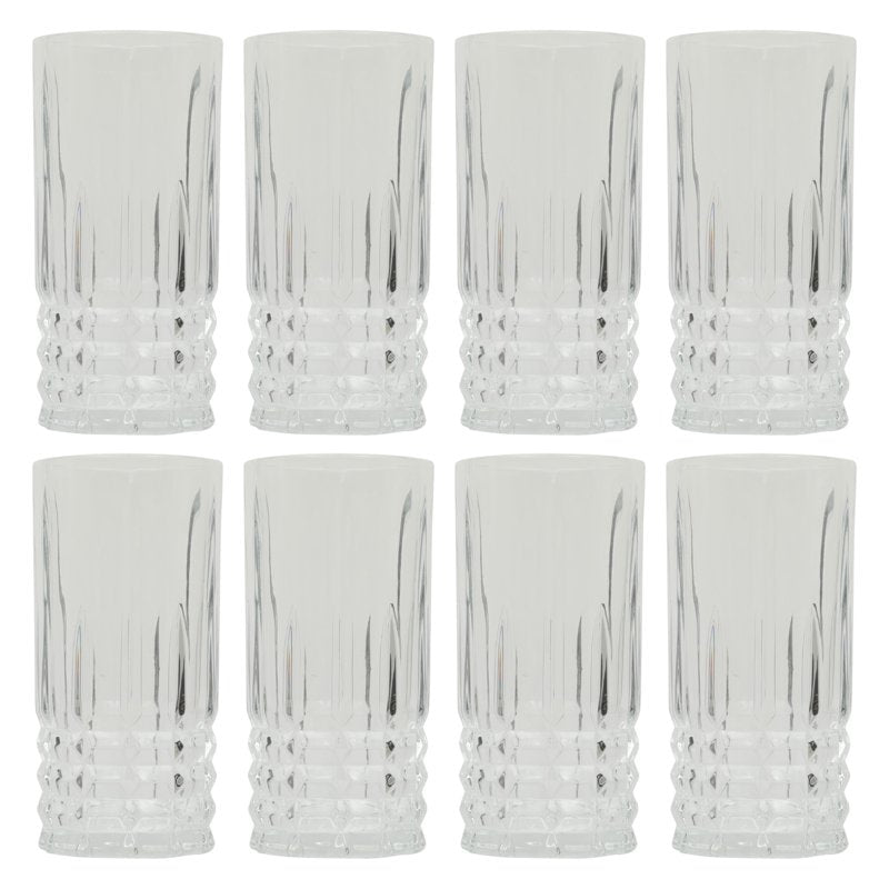 8-Piece Glass Tumbler Set - Elegant Embossed Design