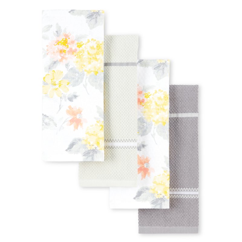 Amber Floral Kitchen Towel Set - Yellow/Coral, 2-Pack