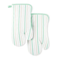 Daisy Stripe Oven Mitt Set 2-Pack - Green, 7" x 13"