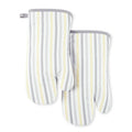 Daisy Stripe Oven Mitt Set - Grey/Yellow, 2-Pack, 7x13