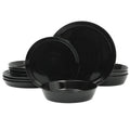 Fine Ceramic Dinnerware Set - 12-Piece Black