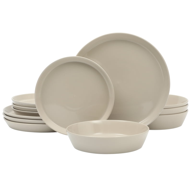 Fine Ceramic Dinnerware Set - 12-Piece Taupe