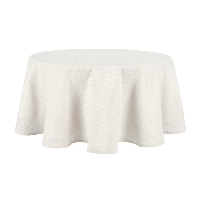 Honeycomb Fabric Tablecloth - Beige, 70" Round