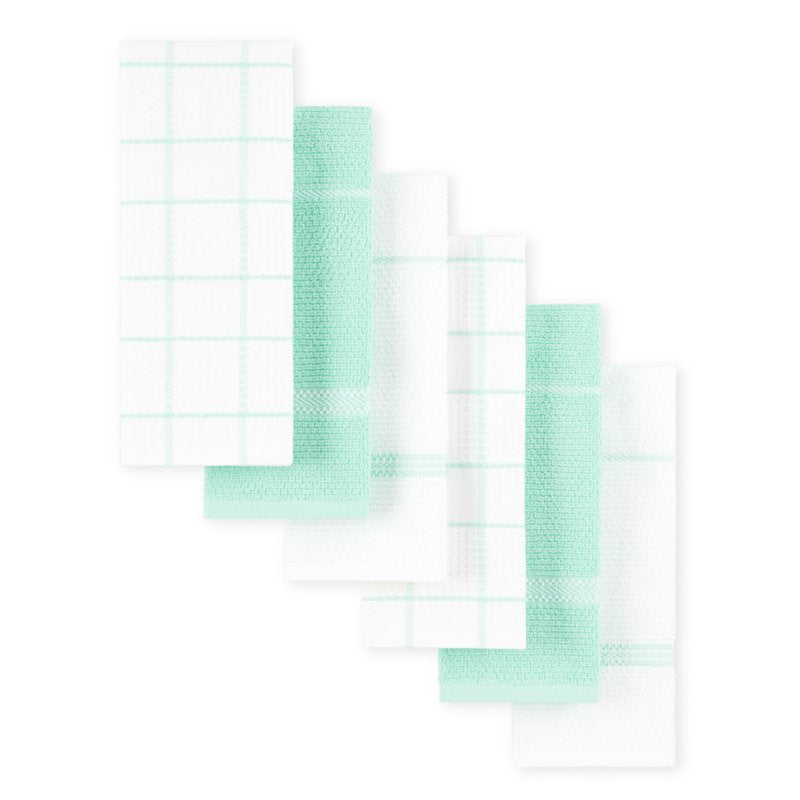 Waffle Kitchen Towel Set 6-Pack - Aqua Blue, 16"x28"