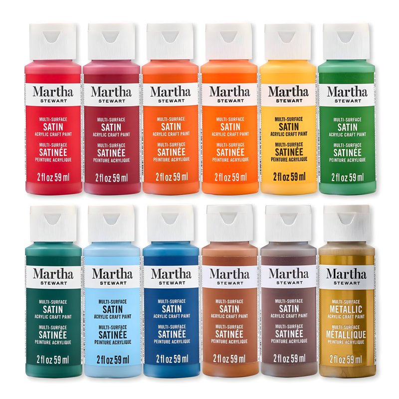 Multi-Surface Acrylic Craft Paint Set - Autumn Harvest 12 Colors, Satin Finish