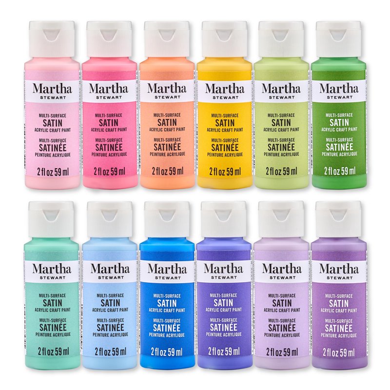 Multi-Surface Satin Acrylic Craft Paint Set - Spring Blooms, 12 x 2 fl oz