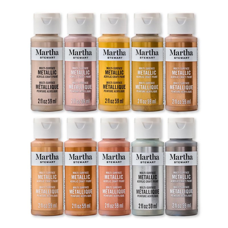Multi-Surface Glitter Acrylic Craft Paint Set - Mixed Metals, 10 x 2 fl oz