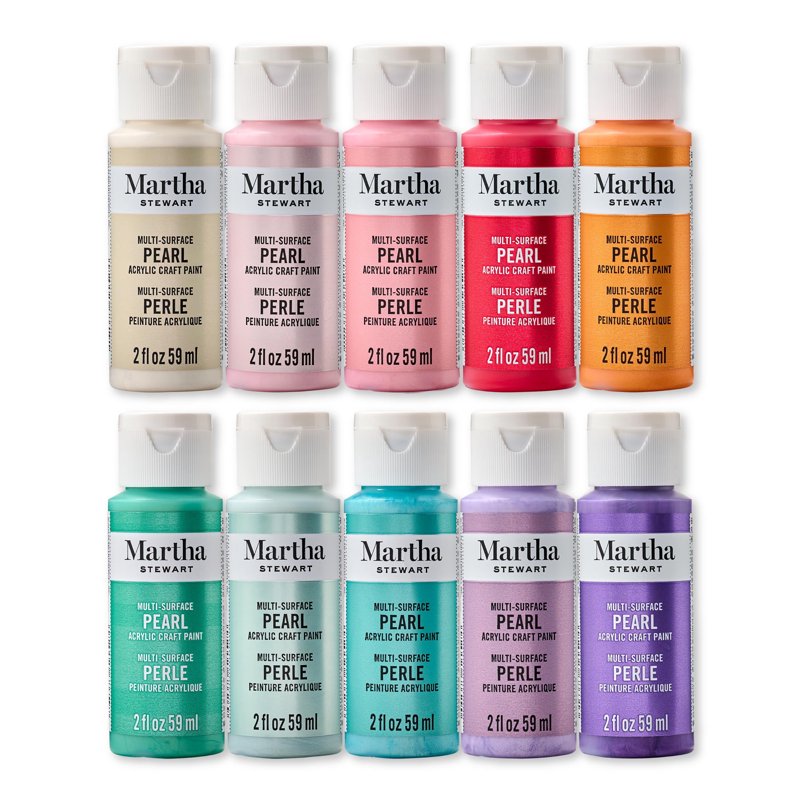 Multi-Surface Glitter Acrylic Craft Paint Set - Polished Pearl, 10 x 2 fl oz