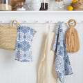 Stripe Medallion Cotton Kitchen Towel Set, 2-Piece - Blue