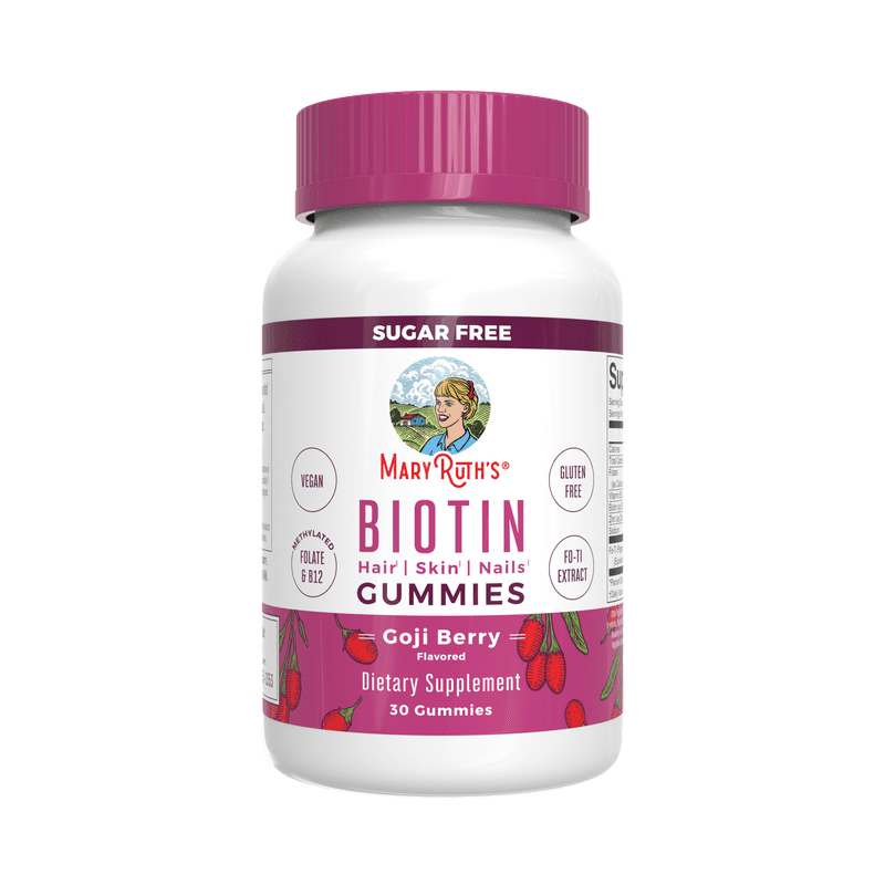 Biotin Gummies for Hair, Skin & Nails - Sugar-Free Goji Berry, 30 Count