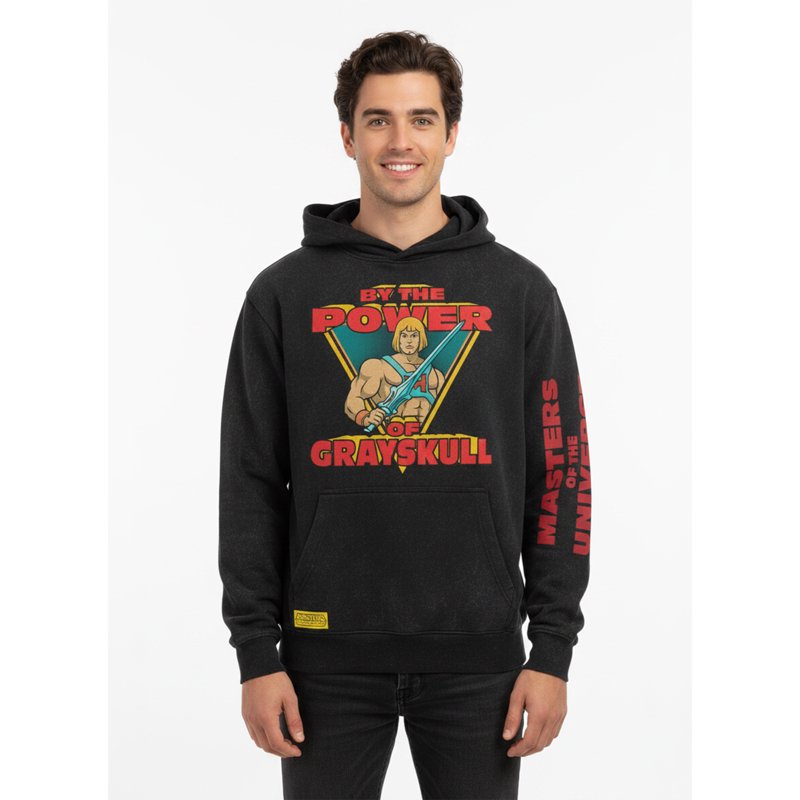 Black Mineral Wash Masters of the Universe Power of Grayskull Hoodie Men’s Size S
