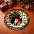 Christmas Santa Round Rug - 3D Washable Non-Slip Holiday Carpet for Living Room - Variation #6C