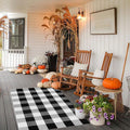 Outdoor Fall Rug - Extra Soft Woven Plaid Doormat for Front Door & Porch - Variation #5