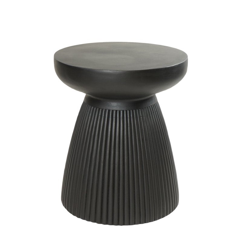 Matte Black MgO Concrete Round Side Table - 17 Inch