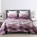 King Reversible Bedspread Set with Mauve & Purple Tie-Dye Pattern