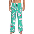 Men's Pajama Pants with Pockets - Ambulance Band Aid Pattern, Size M, Color 8