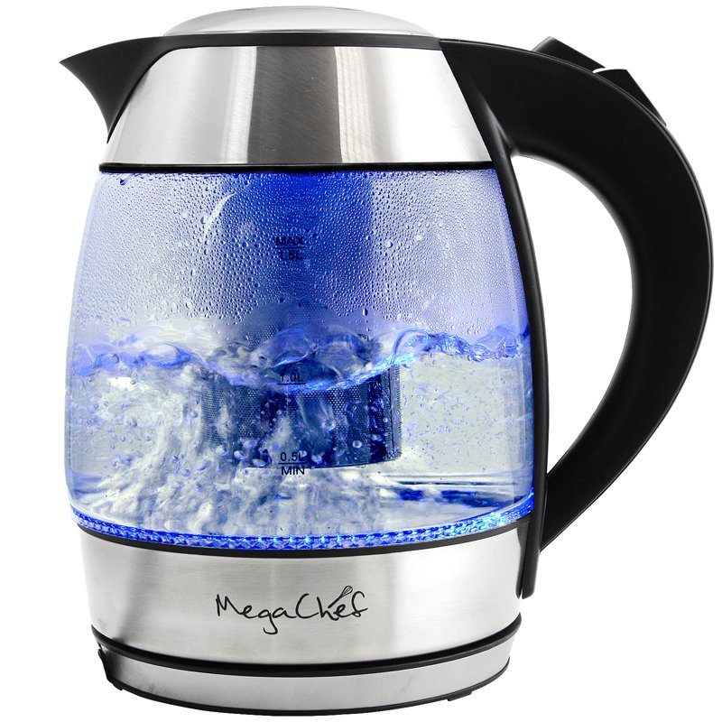 1.8L Electric Glass Tea Kettle with Stainless Steel Infuser
