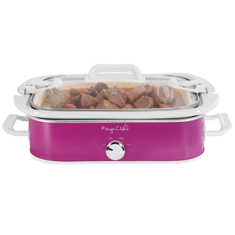 3.5 Quart Casserole Slow Cooker with Locking Lid and 3 Heat Settings - Purple