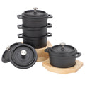 Mini Cast Iron Dutch Oven with Wood Tray - 8 oz - Black 4