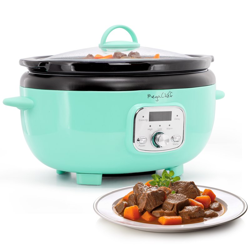 6.5 Quart Oval Electric Slow Cooker with Digital Panel & Removable Ceramic Pot
