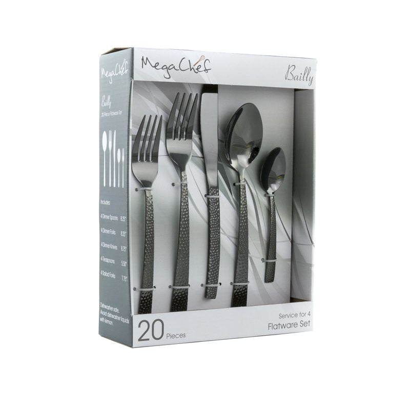 20-Piece Stainless Steel Flatware Set for 4 - Black