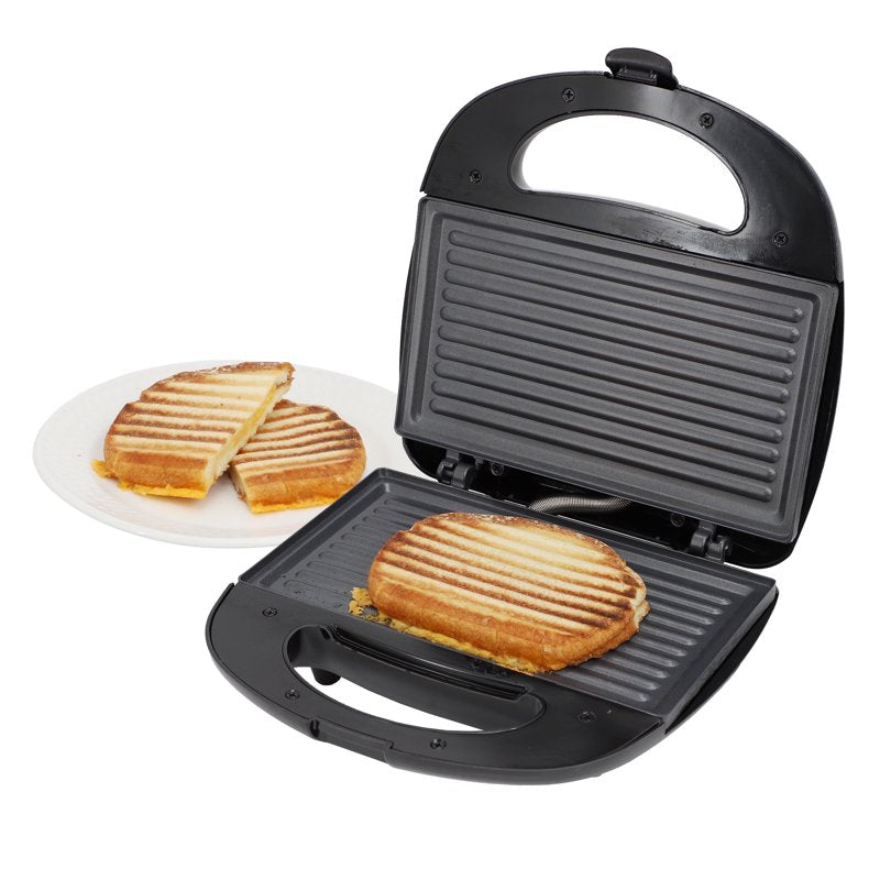 Compact Nonstick Electric Sandwich Maker - Black & Silver