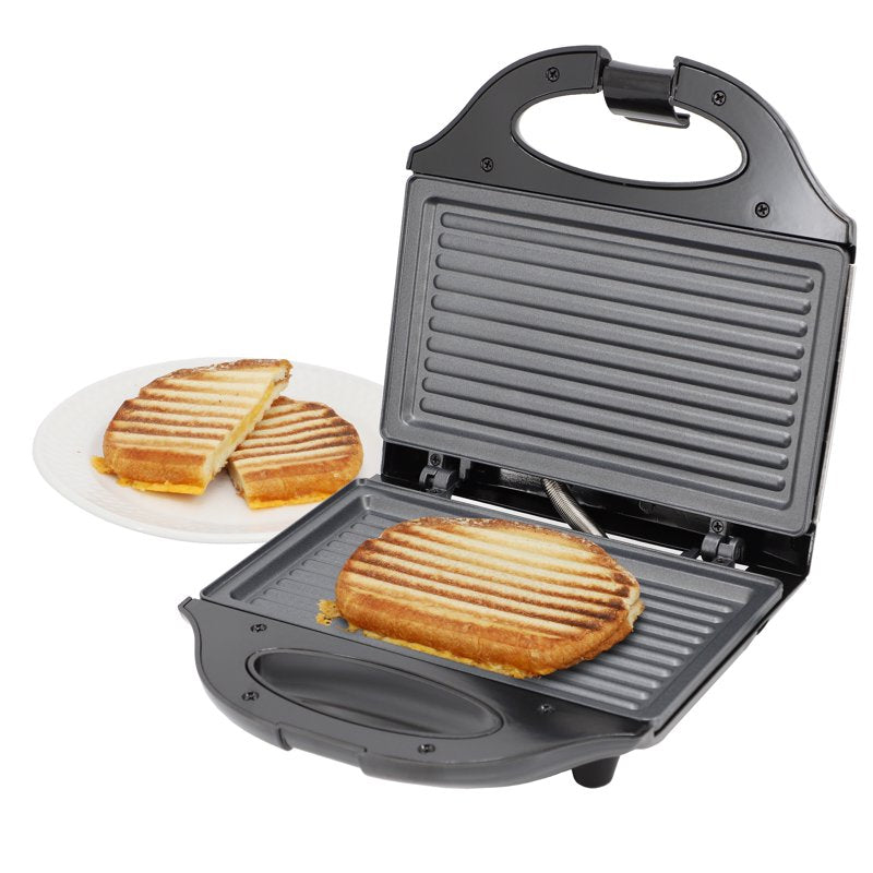 Compact Electric Nonstick Sandwich Maker - Black & Gray