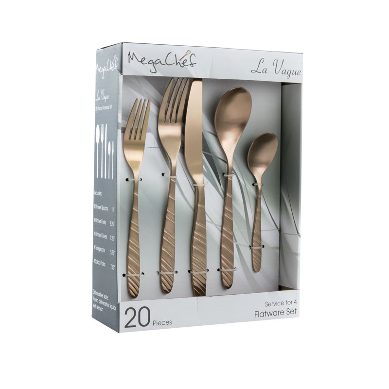 20-Piece Matte Rose Gold Flatware Utensil Set - Service for 4
