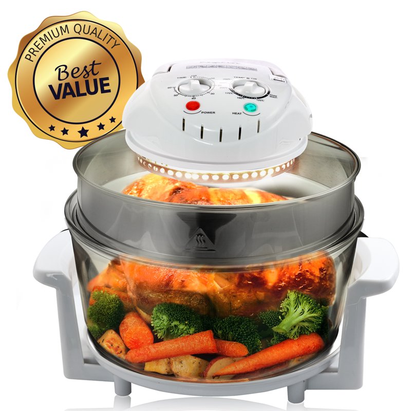 Multipurpose Halogen Oven Air Fryer and Rotisserie - 14.25 Inch White