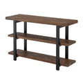 Rustic 48-Inch Solid Pine Wood Media Console Table with Metal Legs