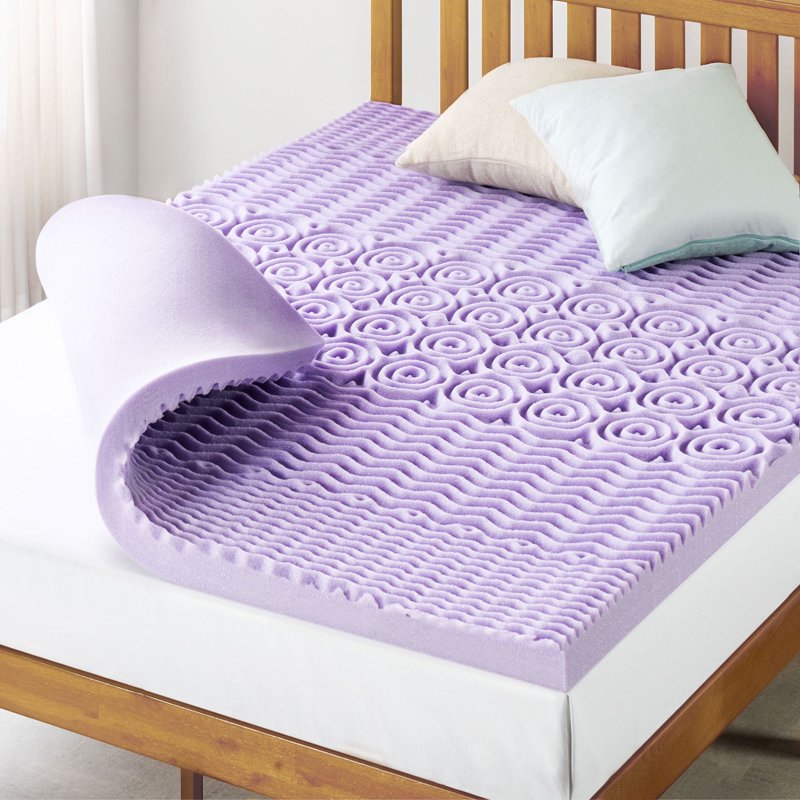 King 3-Inch 5-Zone Memory Foam Mattress Topper with Lavender Infusion