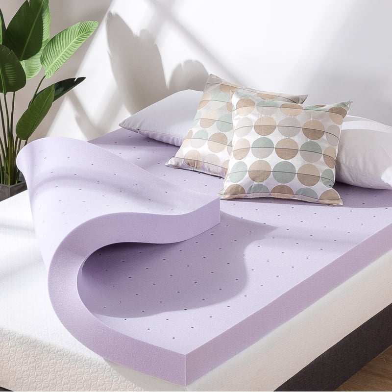 Memory Foam Mattress Topper Twin 4-Inch Ventilated Lavender Infused