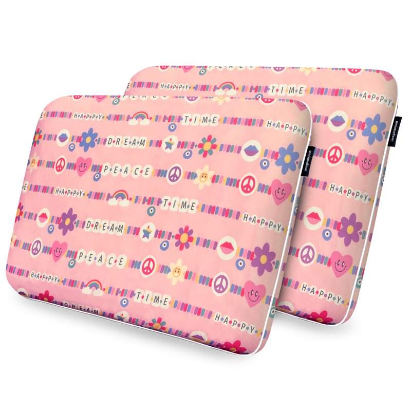 Memory Foam Pillow with Cool Touch Cover, Standard/Queen, Pink Friendship Bracelet 2 Pack – Travel & Sleep Support