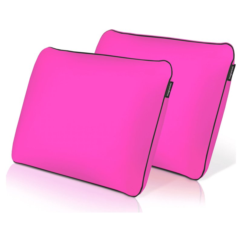 Memory Foam Fun Pillow with Cool Touch Cover - Party Pink, Queen/Standard, 2 Pack