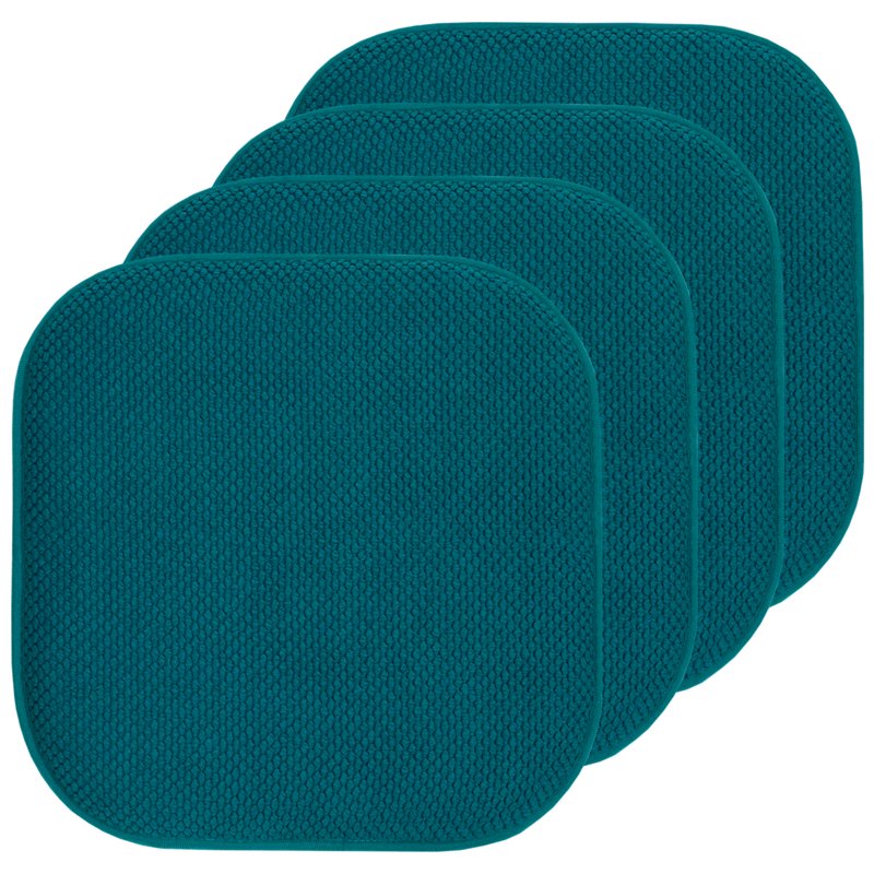 Memory Foam Chair Cushion Pad - 16" x 16" - 4-Pack, Peacock