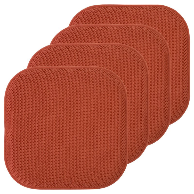 Memory Foam Honeycomb Chair Cushion Pad - 16" x 16", 4-Pack, Rust