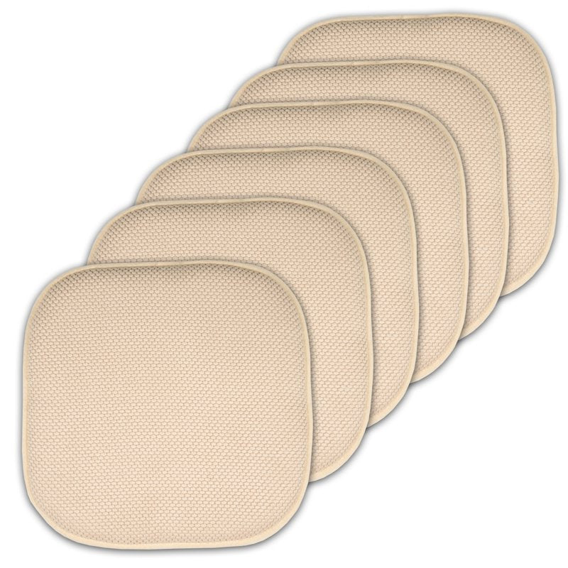 Memory Foam Honeycomb Non-Slip Chair Cushion Pad - 16" x 16", 6-Pack, Linen