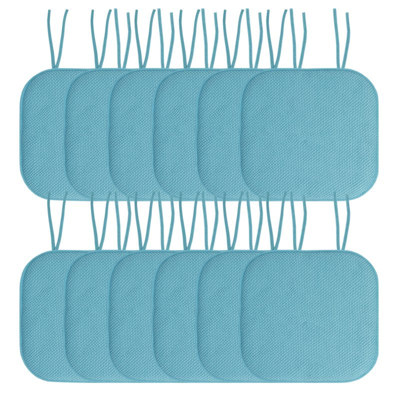 Memory Foam Non-Slip Chair Cushion Pad with Ties - 12-Pack, Teal