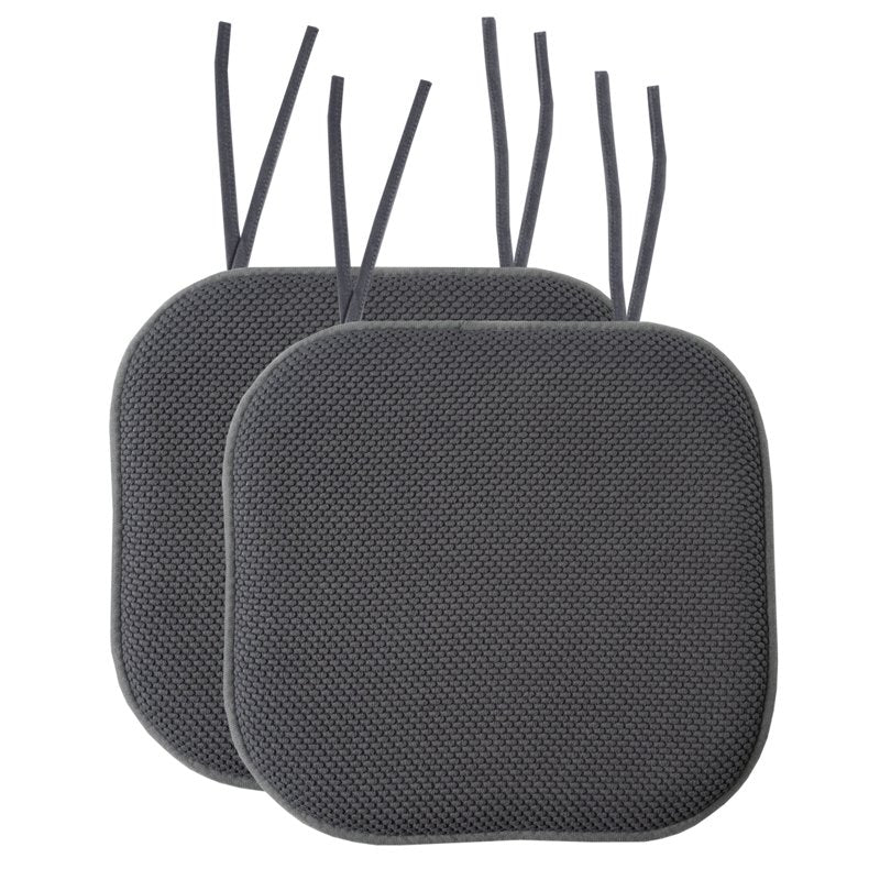 Memory Foam Chair Cushion Pad with Non-Slip Back - 2-Pack, Gray