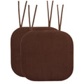 Memory Foam Chair Cushion Pad with Ties - 2-Pack, Brown