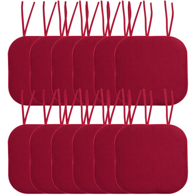 Memory Foam Honeycomb Chair Cushion Pad - 12-Pack, Red
