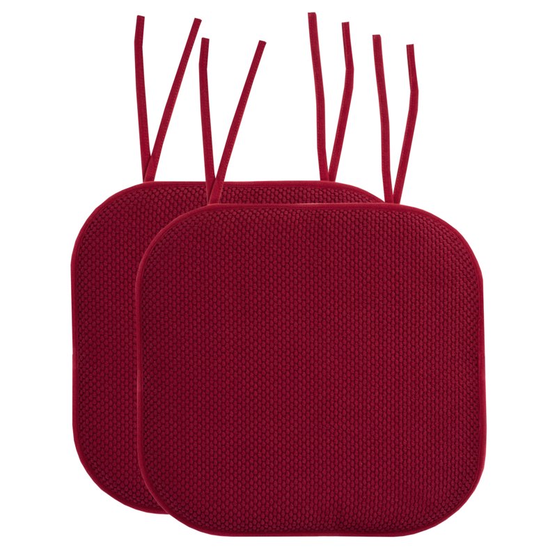 Memory Foam Chair Cushion Pad - Non-Slip, 2-Pack, Wine