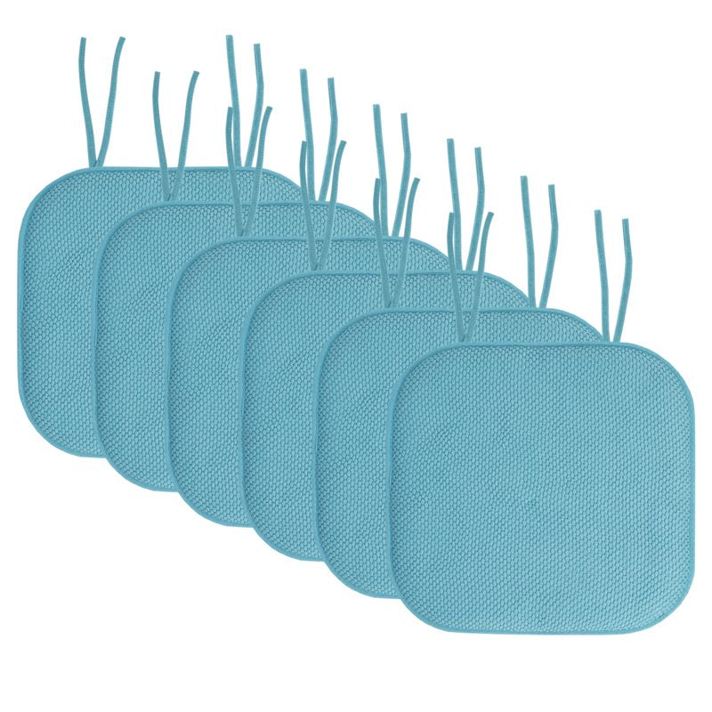Memory Foam Honeycomb Chair Cushion Pad with Ties - 6-Pack, Teal