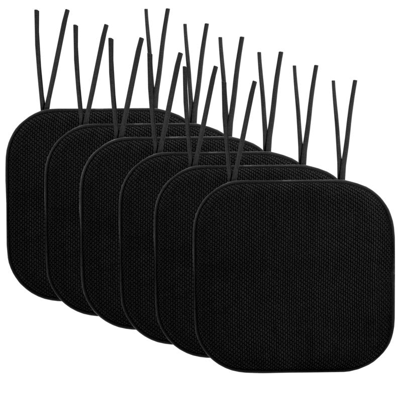 Memory Foam Honeycomb Chair Cushion Pad - Non-Slip, 6-Pack, Black