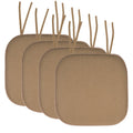 Memory Foam Honeycomb Non-Slip Chair Cushion Pad with Ties - 4-Pack Taupe